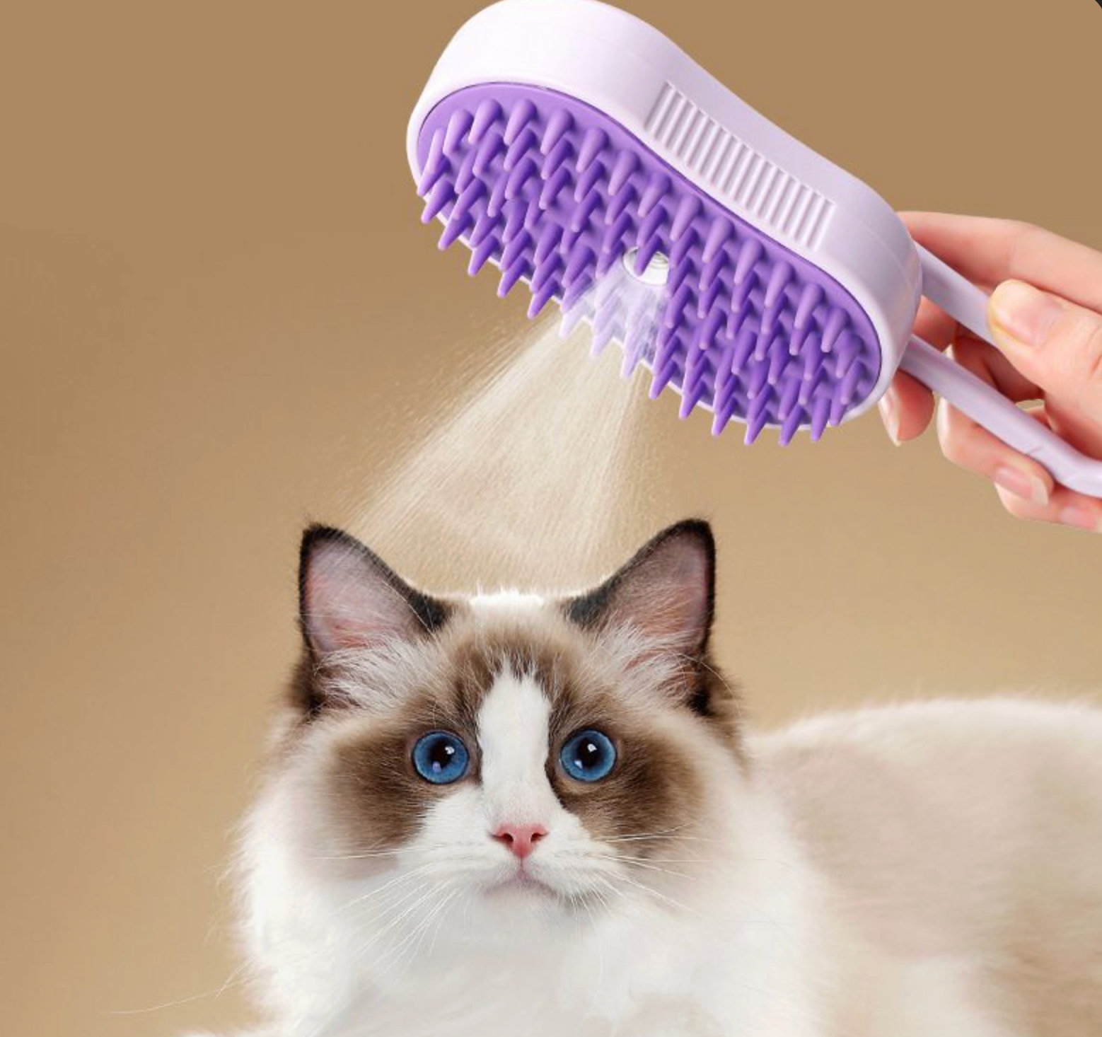 Pawmi™ SteamBrush – 3-in-1 Electric Pet Comb with Gentle Steam & Hair Removal